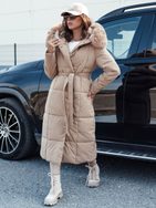 Dámská dlouhá béžová prošívaná bunda Glamwarm