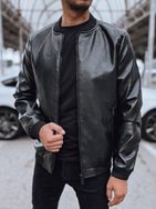 Módní černá koženková bomber bunda