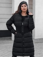 Dámská dlouhá černá prošívaná zimní bunda Fabwarm