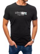 Černé bavlněné tričko s potiskem Louder