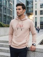 Trendy béžová mikina s kapucí a s nápisem