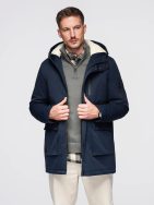 Pánská teplá bunda v modré barvě V6 OM-JAHP-0302