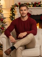 Stylový pánský svetr v bordó barvě