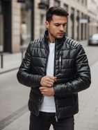 Zateplená černá pánská bunda moderního designu