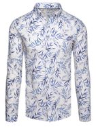 Atraktivní bílá košile s modrým listovým vzorem
