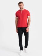 Pohodlná trendy červená polokošile V2 TSCT-0156