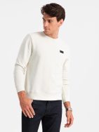 Trendy krémová mikina s nášivkou V2 SSNZ-0136
