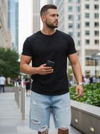 Jednobarevné černé tričko bez potisku (Plus Size)