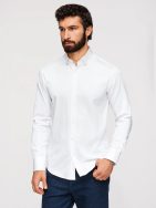 Pánská hladká bílá košile FIT SLIM V1 SHOS-0211
