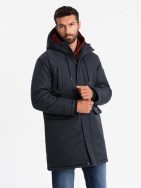 Klasická černá pánská parka na zimu V6 JALP-0166