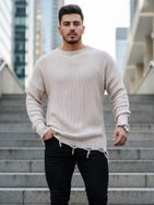 Stylový prodloužený svetr v béžové barvě