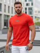 Oranžové tričko s trendy nápisem