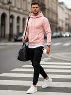 Pohodlná růžovo-černá tepláková souprava