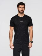 Pánské černé tričko s květinovým potiskem a nápisem V1 TSPT-0263