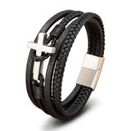 Pánský vícevrstvý náramek s křížem