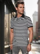 Módní černá pánská polokošile s pruhovaným vzorem