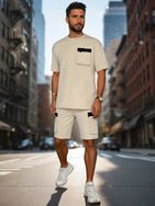 Jedinečná pánská souprava s kapsami v krémové barvě