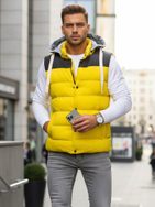 Trendy vesta s kapucí ve žluté barvě