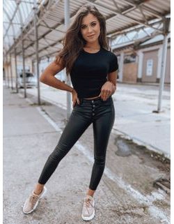 Dámské trendy voskované kalhoty Lerano v černé barvě