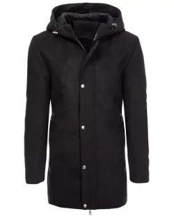 Stylový černý kabát s kapucí