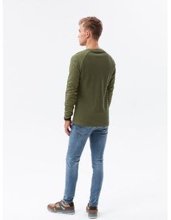 Pohodlné olivové tričko s dlouhým rukávem L137