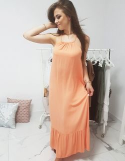 Pohodlné dlouhé pomerančové šaty
