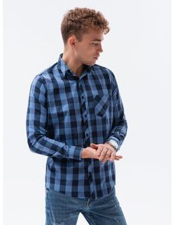 Stylová modro-granátová kostkovaná košile K282