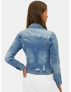 Dámská trendy džínová bunda v nebesky modré barvě O/WL2130S