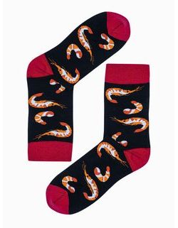 Ponožky v černé barvě s veselým motivem Krevetka U199