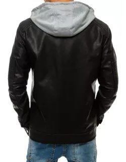 Trendová koženková bunda v černé barvě
