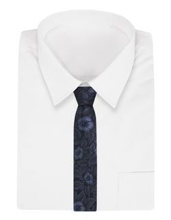 Tmavě modrá květinová pánská kravata