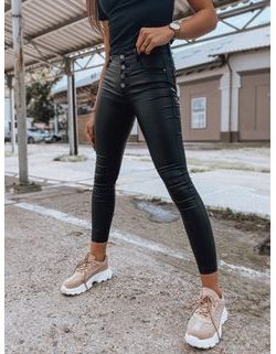 Dámské trendy voskované kalhoty Lerano v černé barvě