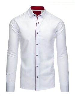Bílá pánská košile s červeným lemem - Budchlap.cz