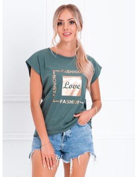 Dámské tričko s potiskem Love v zelené barvě SLR033
