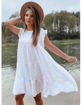 Krásné lehké letní šaty v bílé barvě Liria