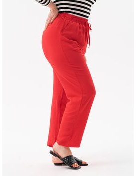 Trendy dámské Plus Size culotte kalhoty v červené barvě PLR158