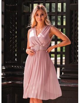 Krásné pudrově růžové dámské šaty DLR074