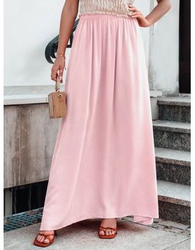 Stylová dámská maxi sukně ve světle růžové barvě GLR016