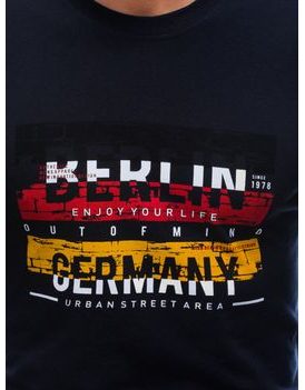 Granátové bavlněné tričko s potiskem Berlin L146