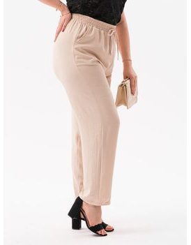Trendy dámské Plus Size culotte kalhoty v béžové barvě PLR158