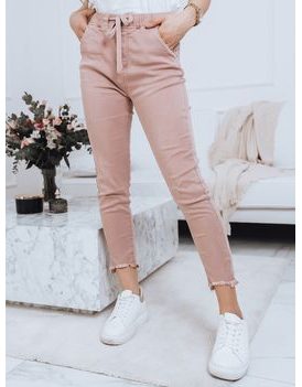 Moderní růžové dámské kalhoty Miki