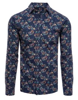 Granátová bavlněná košile s květinovým vzorem