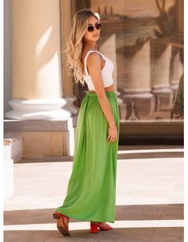 Stylová dámská maxi sukně v zelené barvě GLR016