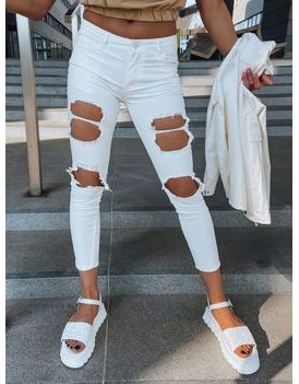 Jedinečné bavlněné dámské džíny v bílé barvě Killa