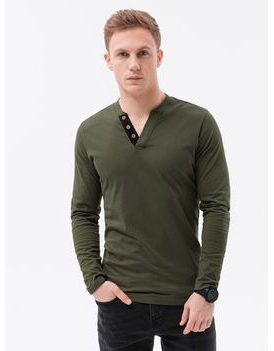 Tričko s dlouhým rukávem v olivové barvě L133
