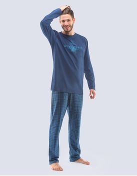 Granátové dlouhé pyžamo se vzorovanými kalhoty Alex