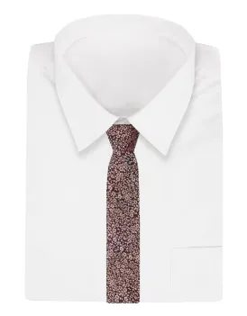 Červeno-hnědá kravata s kvítkami Alties