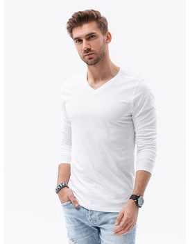 Dvojbalení bílých triček s dlouhým rukávem a V výstřihem Z41-V3