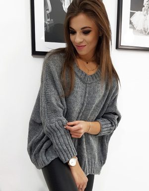 šedý dámský oversize svetr