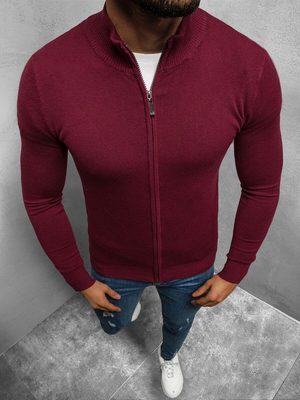 bordový pánský svetr na zip